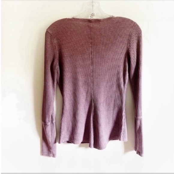 Zyia Active Don't Wake Me Up shirt purple waffle knit thermal buttons v neck - Picture 8 of 8
